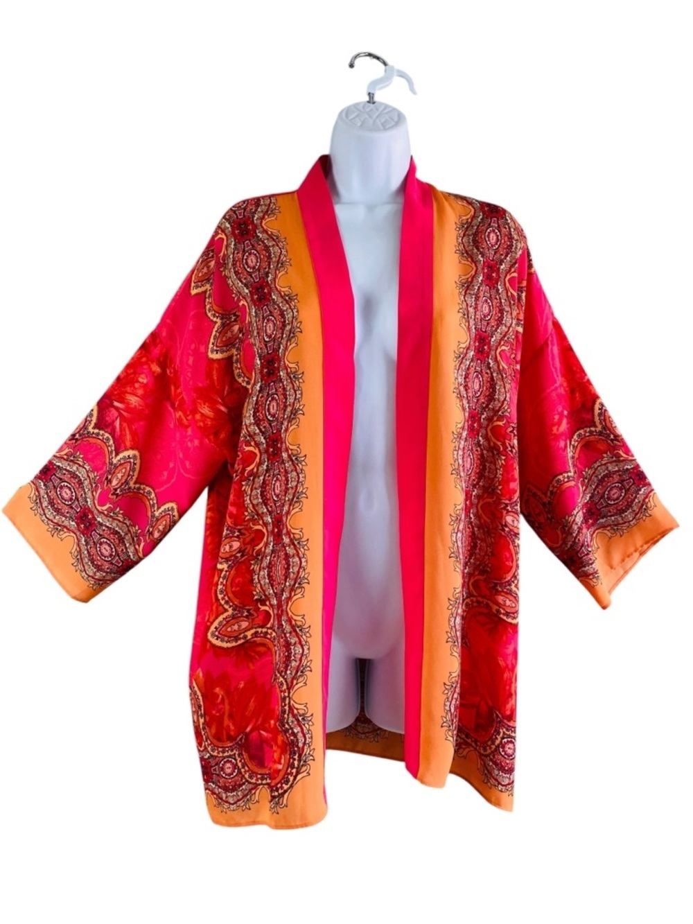 Chico’s Madallion Print Open Front Kimono Size S/M